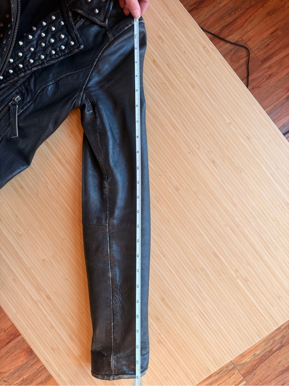 All Saints Studded Leather Biker Moto Jacket Black US 2 - Picture 12 of 14